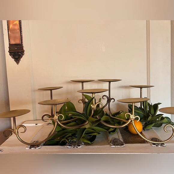 Rustic Iron Scroll 9 Pillar Candle Holder - Picture 3 of 6